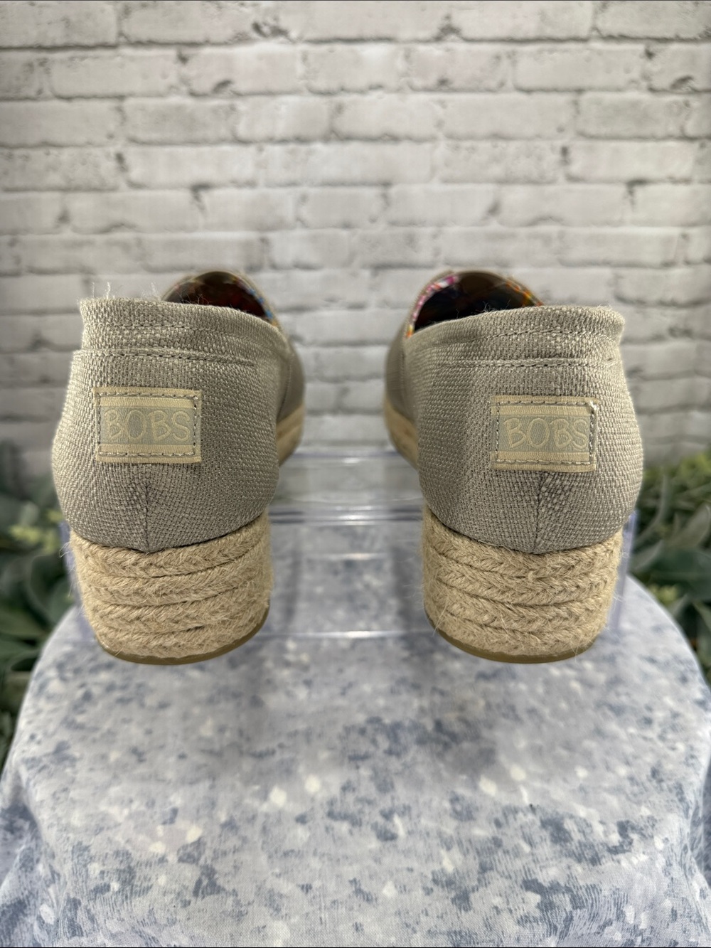 BOBS / SKECHERS “High Jinx” Taupe Slip-on Espadrille Wedges WMS 9M 💛 EUC - Picture 7 of 11
